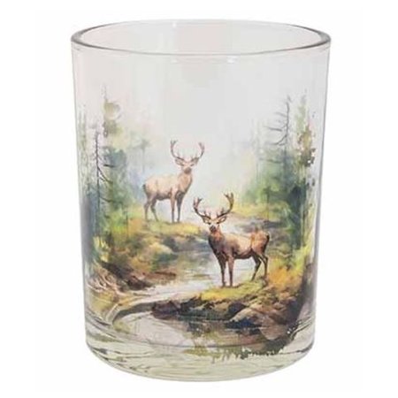 COSY & HOME Theelichthouder 'Forest Deer' - Transparant  - 10xh13cm Glas