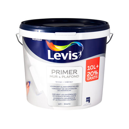 Levis Mur & Plafond Primer Wit 10L + 20% Gratis